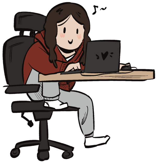 Ver&oacute;nica trabajando con su port&aacute;til